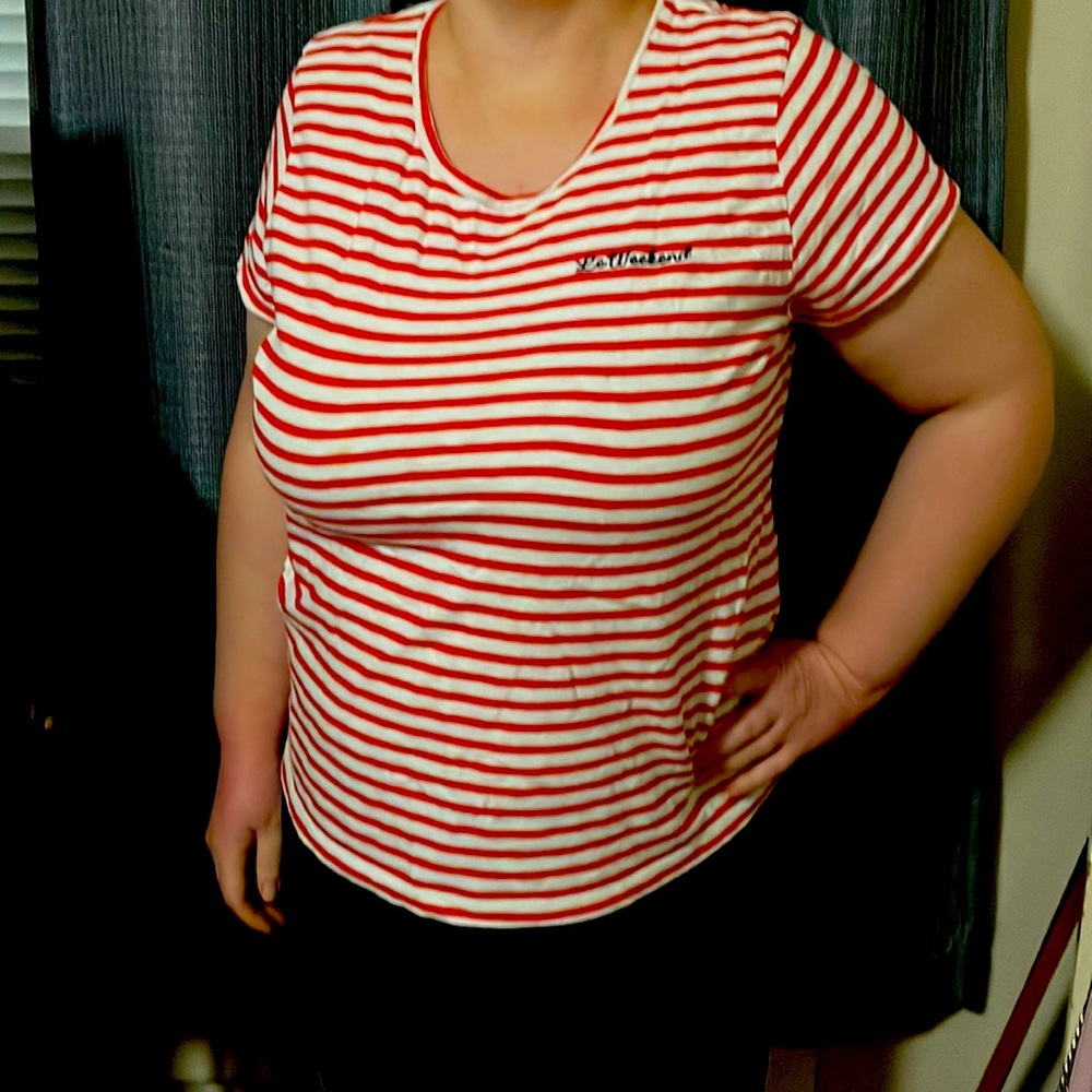 Candy came red and white stripe j. Crew tee